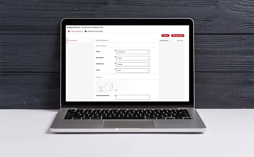 Cooling Selection Tool Screen